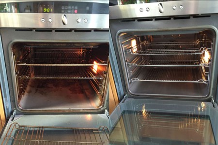 Cleaned oven before and after