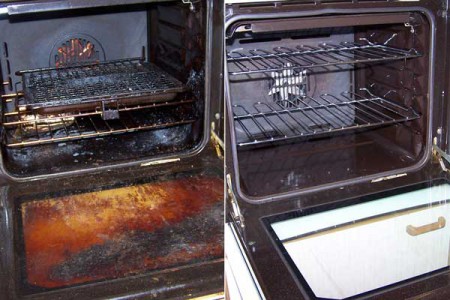Cleaned oven before and after